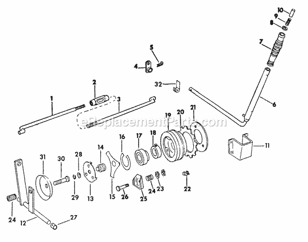 Engine Driven Power Take-Off Diagram and Parts List for 169 2050048U Cub Cadet Lawn Tractor
